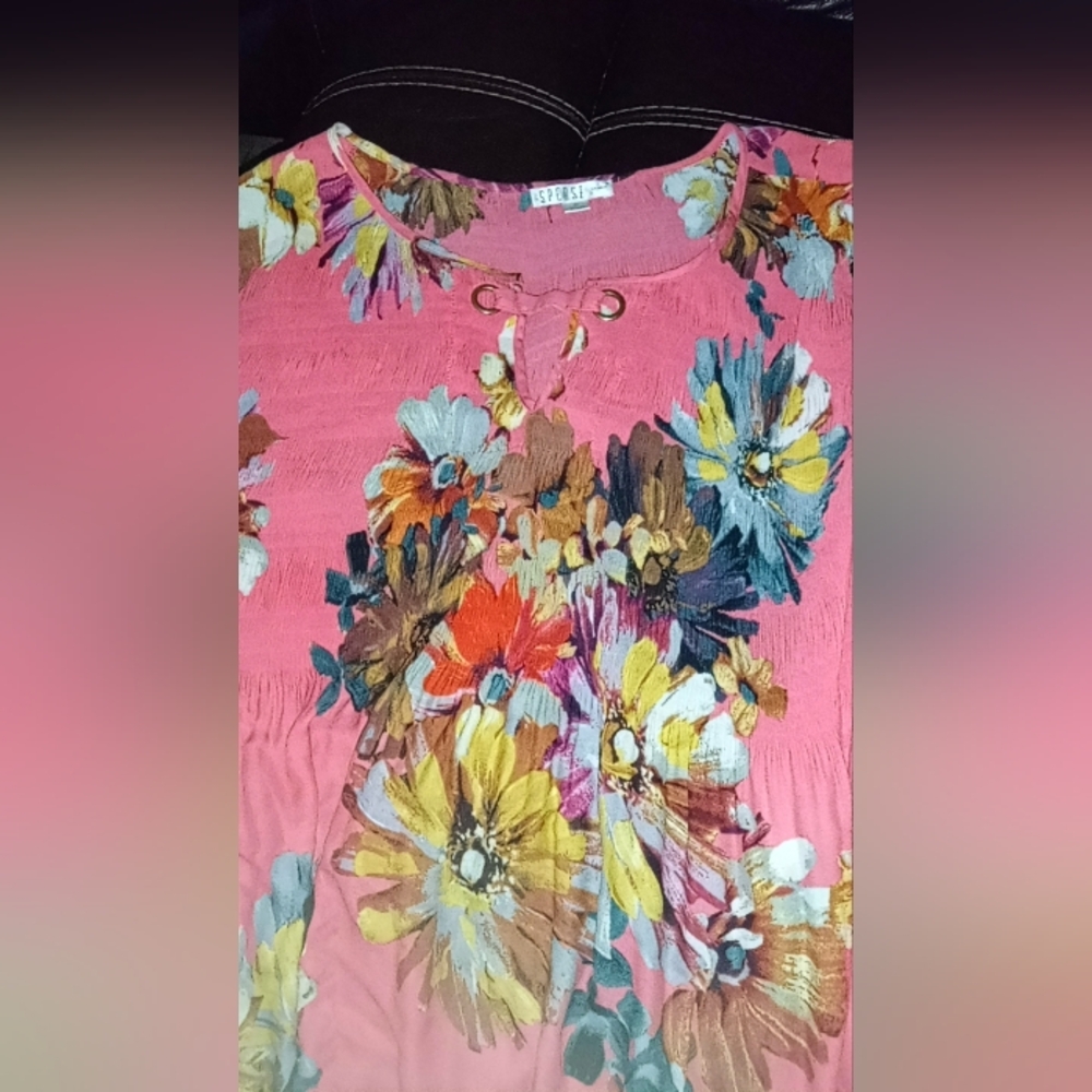 Long sleeve, floral blouse.